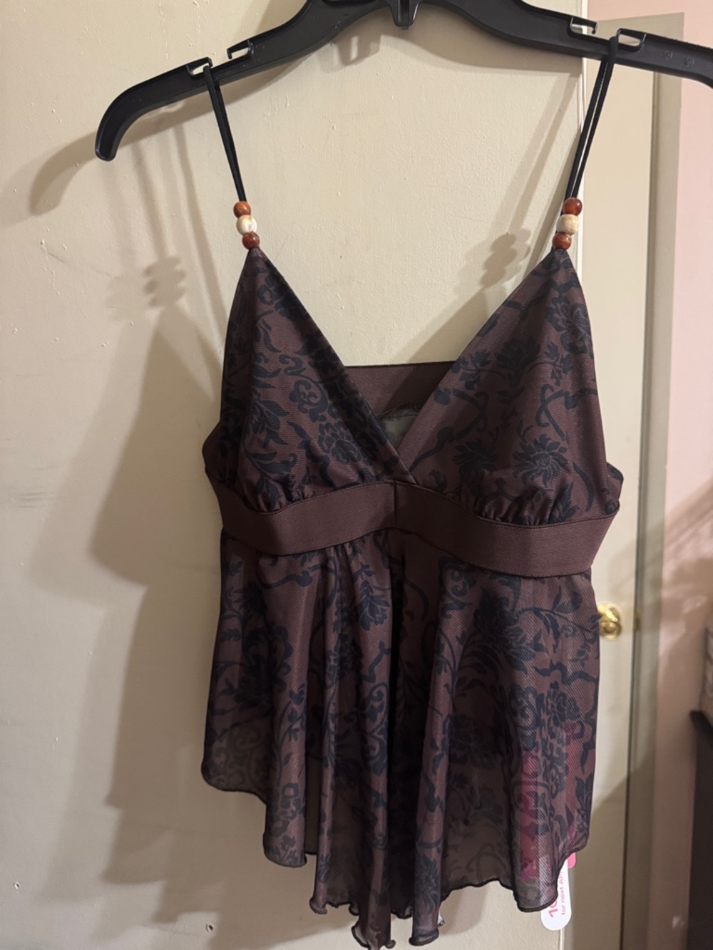 Sleeveless Brown Floral Mesh Tank Top